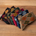 Custom Vintage British Style Double Needle Diamond Check Women's Mid-calf Cotton Socks Factory Wholesale