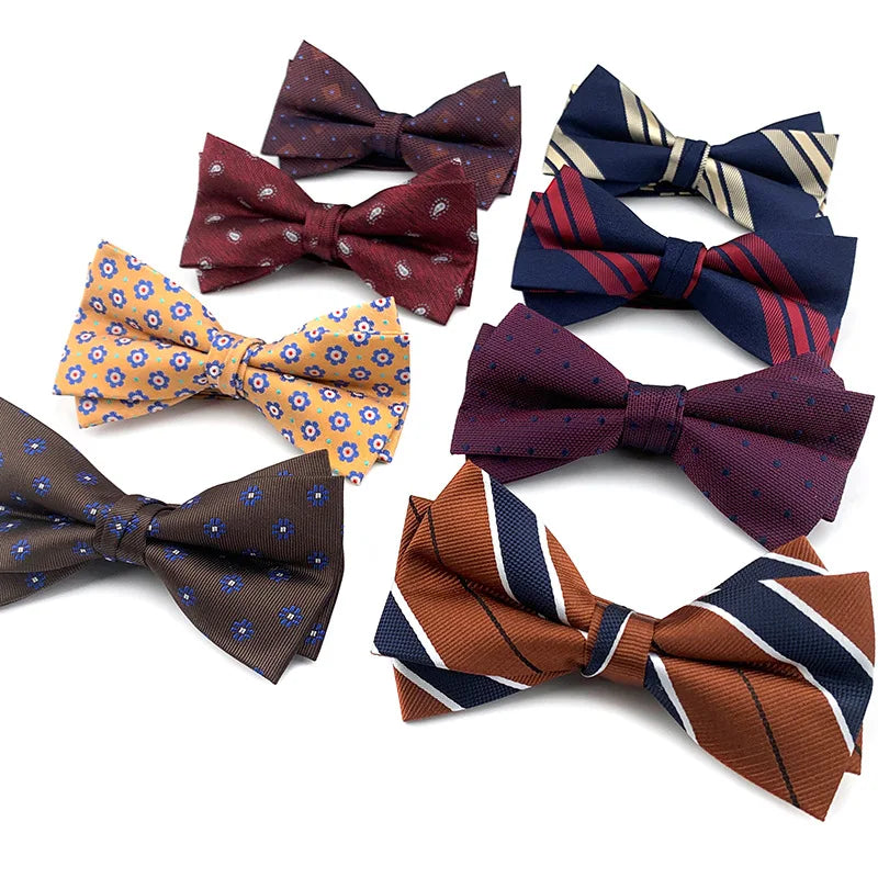 Fashion Striped Bow Ties for Men Casual Necktie Set Gift Box Custom Logo Polyester Woven Bow Ties