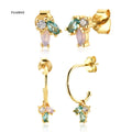 FUAMAY Tiny Chroma Opal Diamond Cluster Earrings African Zircon Studs Earrings Clip on Earrings Sets