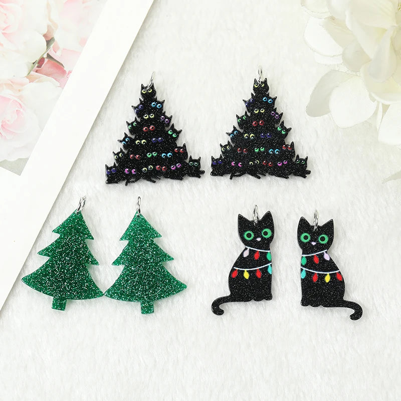 Christmas Tree Charms Unique Black Fashion Accessories for Jewelry Diy Making