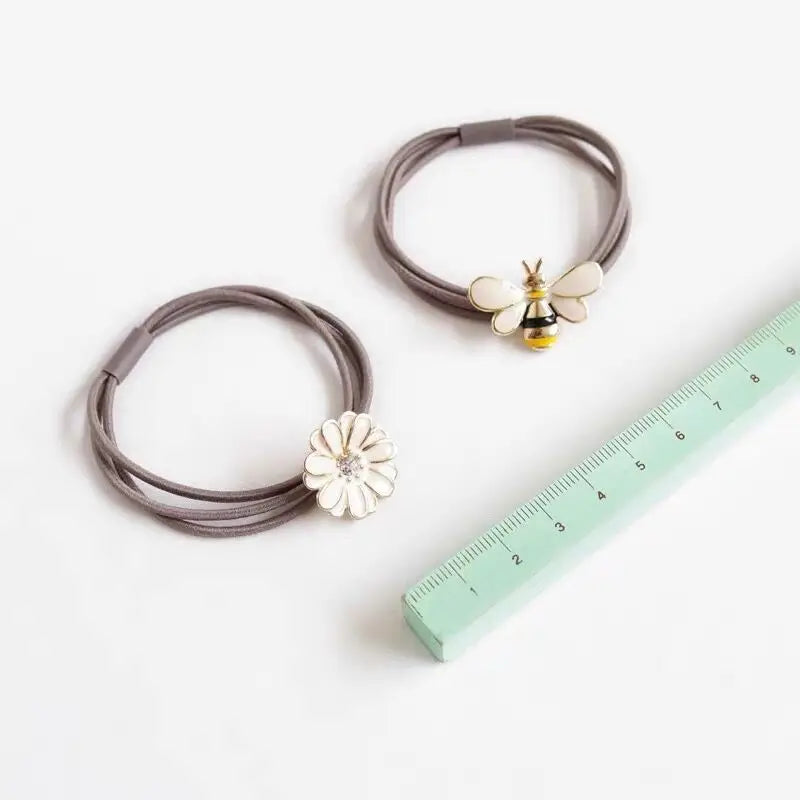 MIO Fashion Hair Tie Korean Bee and Flower Head Wrap Women Hair Accessories Elastic Hair Bands Girls