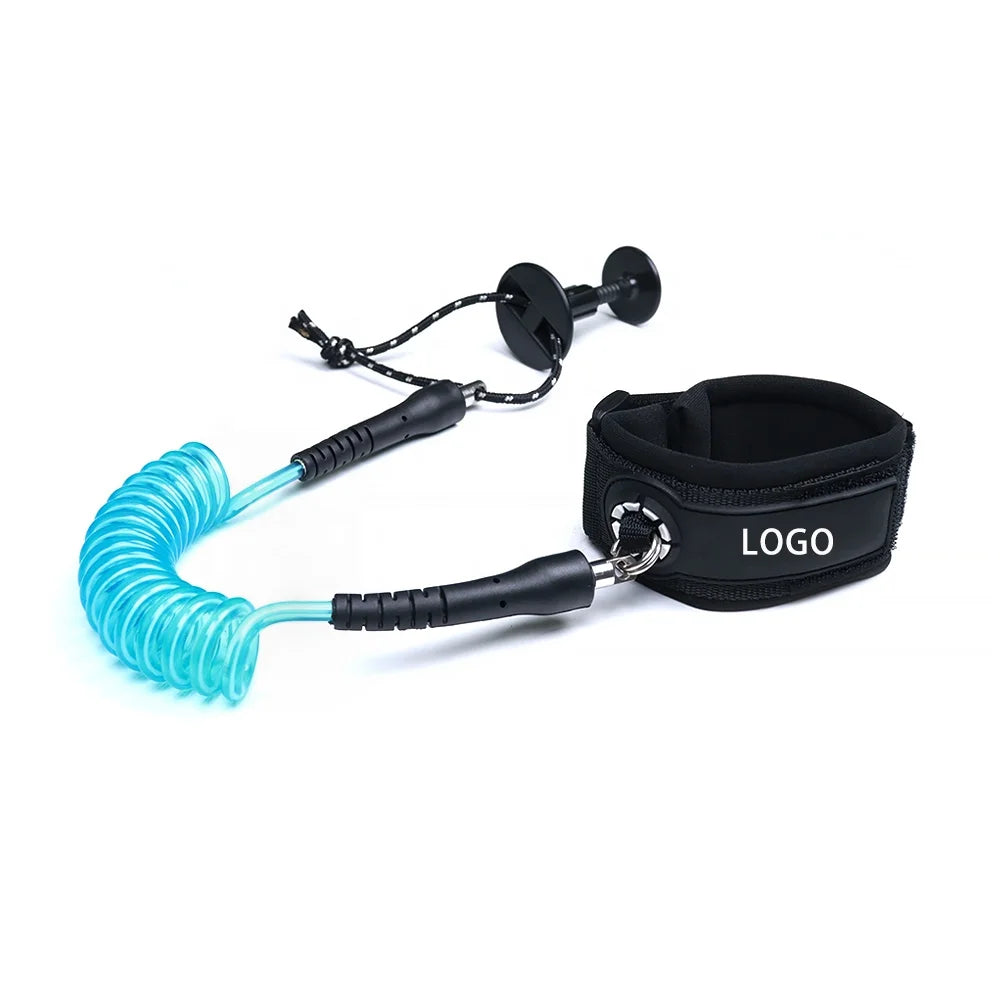 Durable Bodyboarding Coiled Rope Arm Leash Stainless Steel Swivel for Paddle Boarding Ocean Use Custom Foil Straps Stoppers