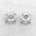 Sterling Silver 5*5mm Semi Mount Stud Earrings Empty Support Blank Claws Setting S925 Base Without Center Stone for DIY Inlay