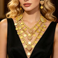 Luxury Vintage Bohemian 2-Piece Women's Jewelry Set 18K Gold Plated Alloy Necklace and Earrings for Wedding Party Banquet