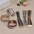 Hip Hop Style Colorful Multi Layer Leather Chunky Stone Rhinestone Alloy Magnetic Buckle Wristband Bracelet for Women