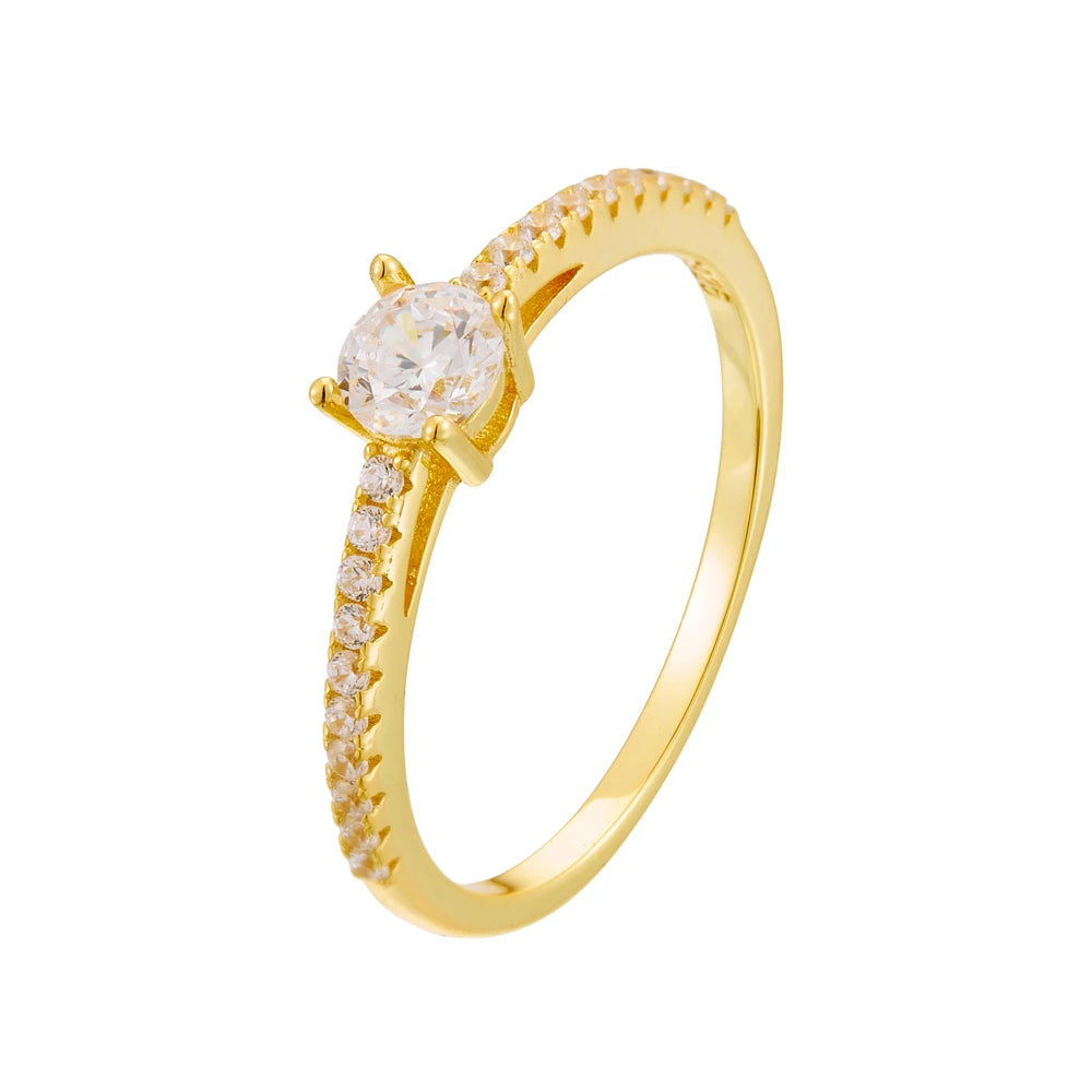 Peishang Wholesale Jewelry 925 Sterling Silver 14K White Gold Plated Cz Zircon Classic Sample Geometric Round  Ring
