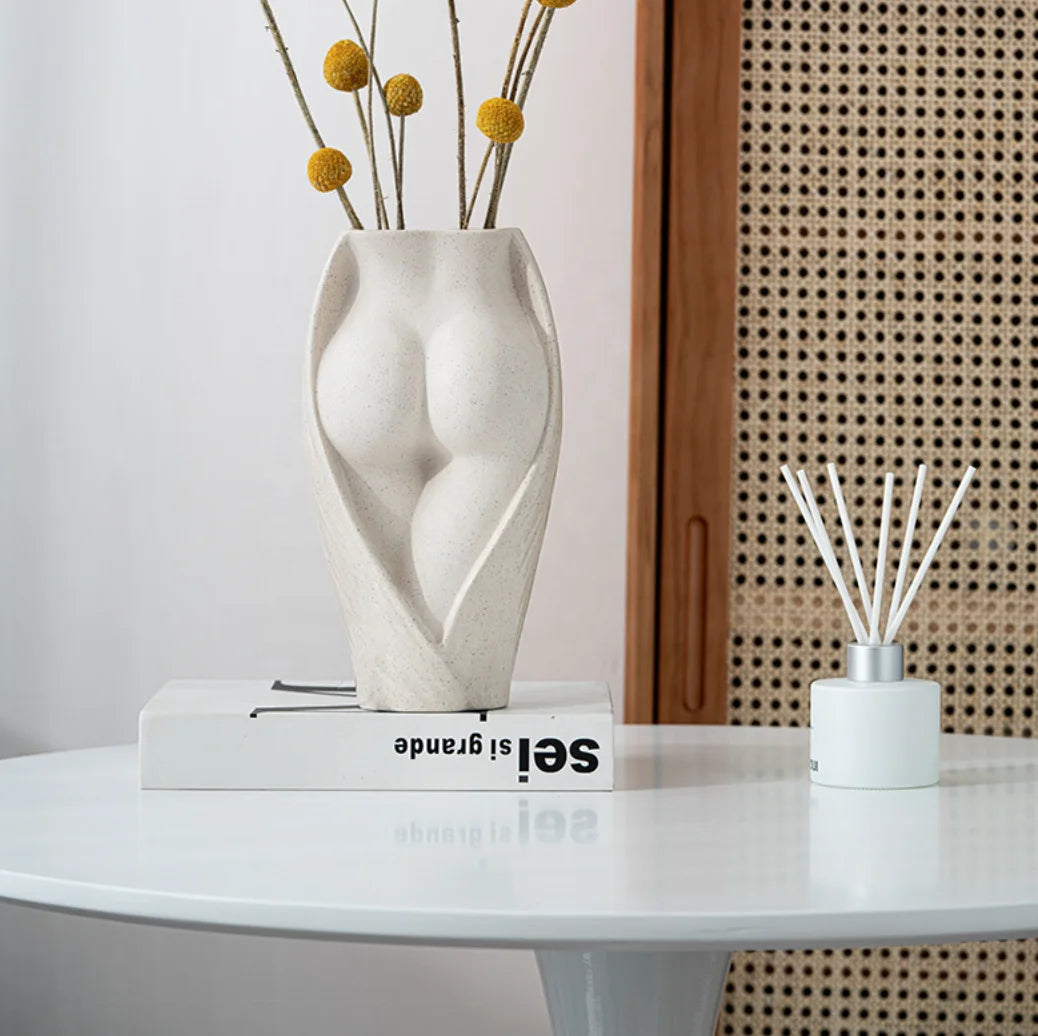 Creative Home Living Room Office Desktop Semi-nude Hazy Simple Modern Body Art Flower Arrangement Ceramic Vase
