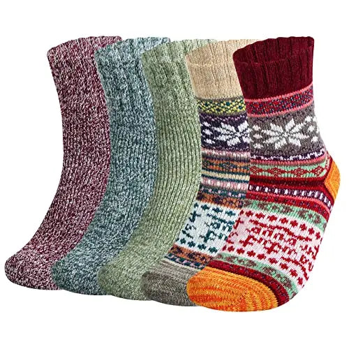 Wholesale Geometric Long Knitting Winter Warm Thick Sock Womens Thermal Wool Socks Custom Logo
