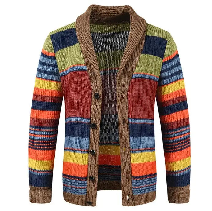 Custom logo Men's Button up Cardigan Sweater Men Clothes Winter Patchwork Knitted Cardigan Big Size Men's Sweaters