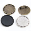 30mm Inner Size Black Antique Silver Plated Bronze Colors Plated Brooch Pin Whirlwind Style Cabochon Base Setting