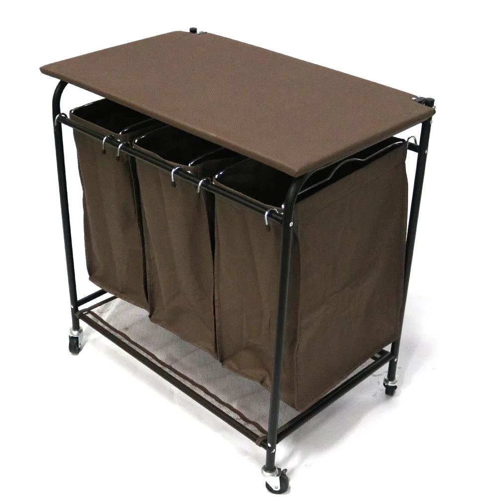 Household Fiberglass Laundry Basket With Wheels Cart Foldable Copper Wire 3tier Metal Laundry Basket With Wheels