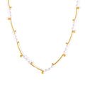 M1011 Trendy Ball Shape Imitation Pearl Stainless Steel 18K Gold Plated Wedding Engagement Necklace for Women