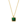 Vintage Brass Plated Female Jewelry square Zircon Pendant Necklace