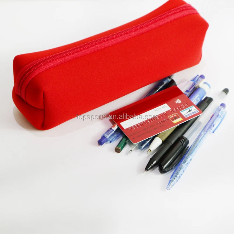 Fashionable Neoprene Zippered Rectangle Durable Pencil Pouches Bag with Letter Pattern