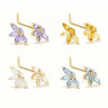 Gaby Hot Sale 925 Sterling Silver Needle Nose Rings Colorful Stone Flower Shape butterfly Piercing Nose Stud Piercing Jewelry
