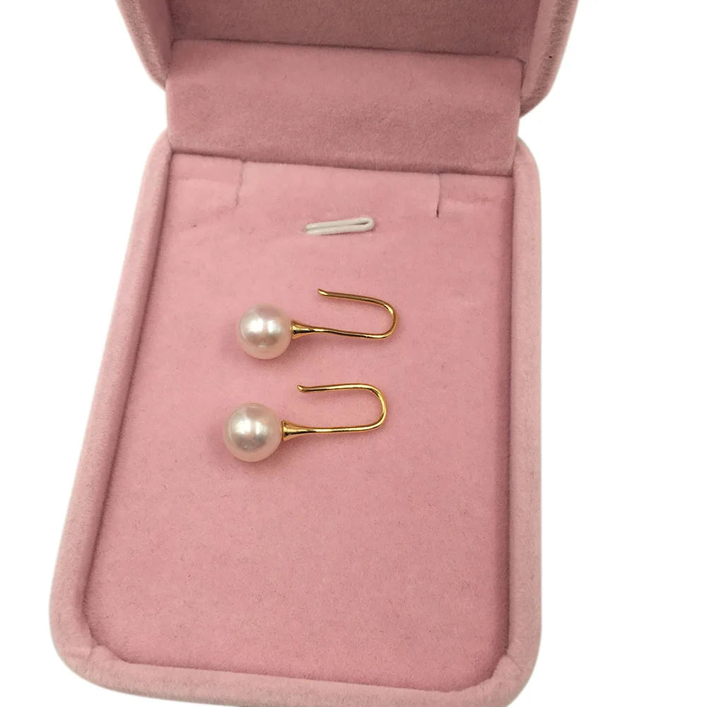 AAA Nature Perfect Round Freshwater Pearl 925 Silver Earringfashion Design Round Pearl Earrings for Wedding 9-10 mm Pearl
