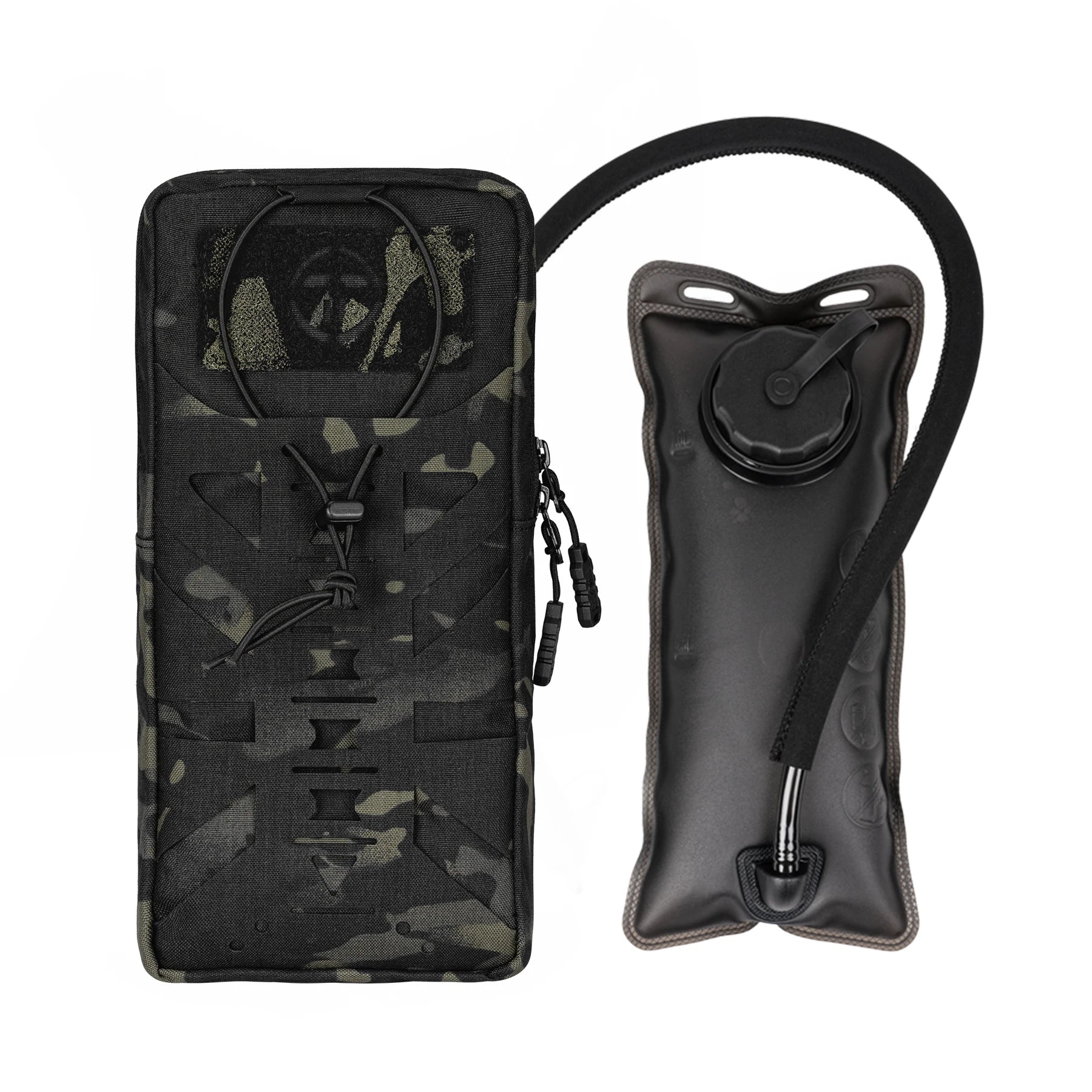 TOPTACPRO 500D Cordura Nylon Tactical Hydration Pouch 1L Laser Cut MOLLE Tactical Hydration Pouch with Inner Bladder