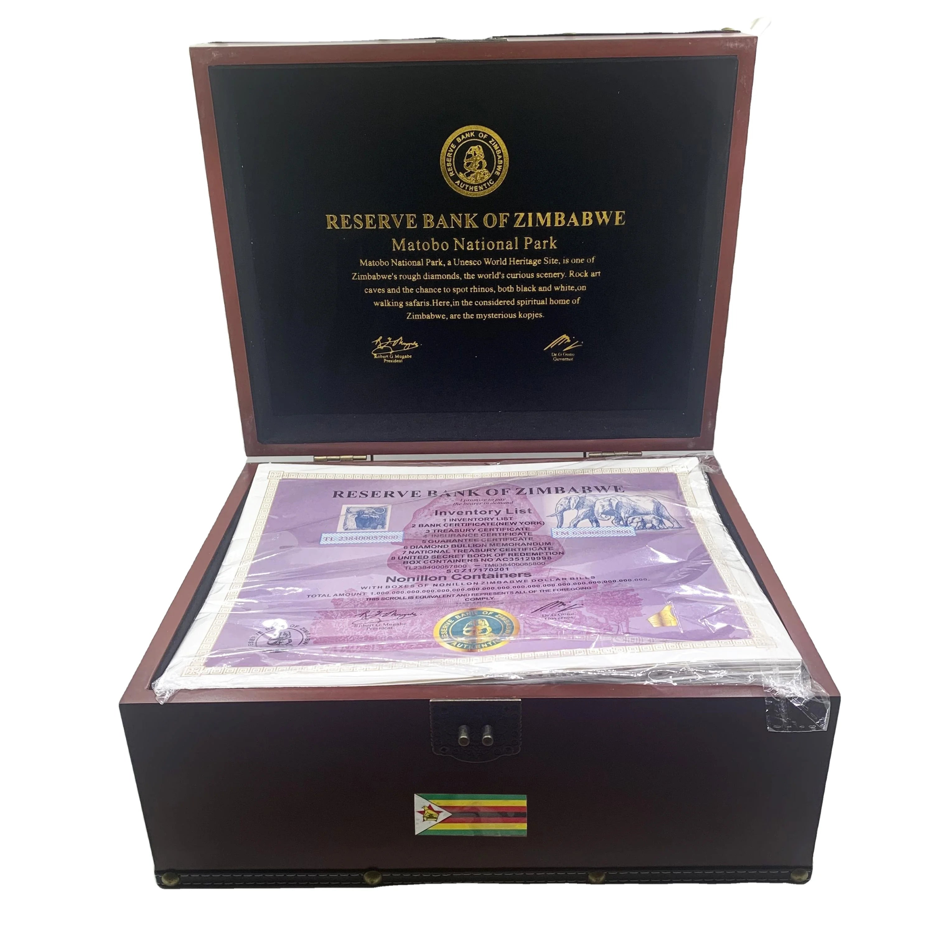 400pcs Uv Printing Paper Zimbabwe Bond Certificate Scroll with Watermarks in Gift Box