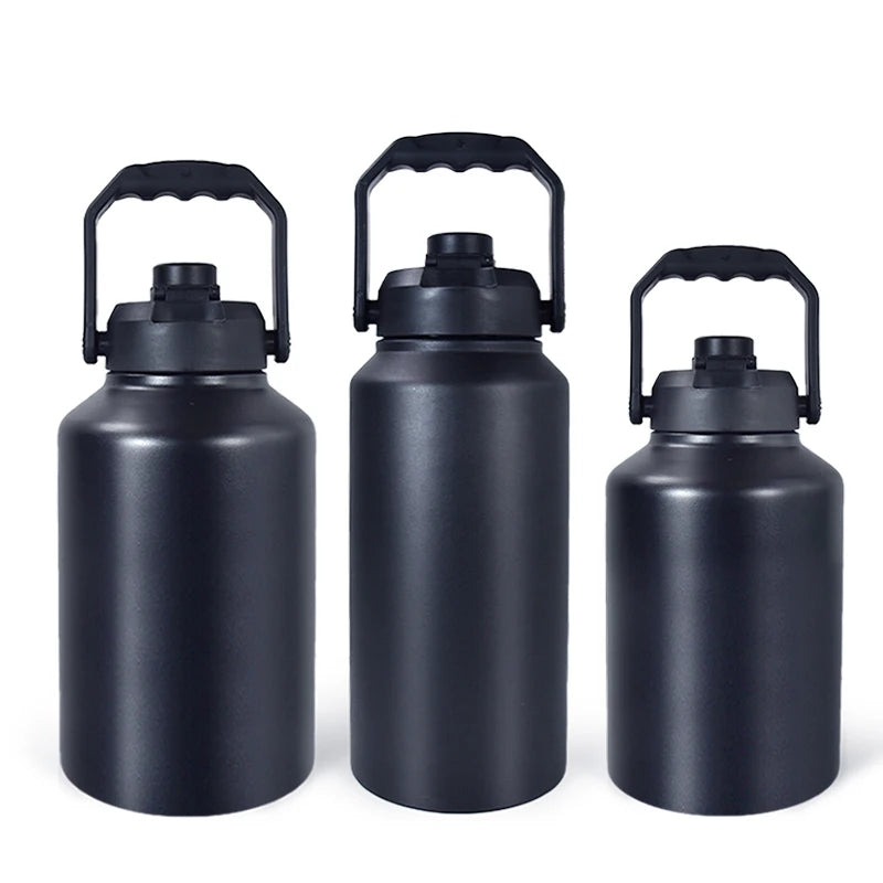 High Capacity 64oz 128oz 1gallon Powder Coated Stainless Steel Sports Metal Water Bottle with Screw Lid Handle