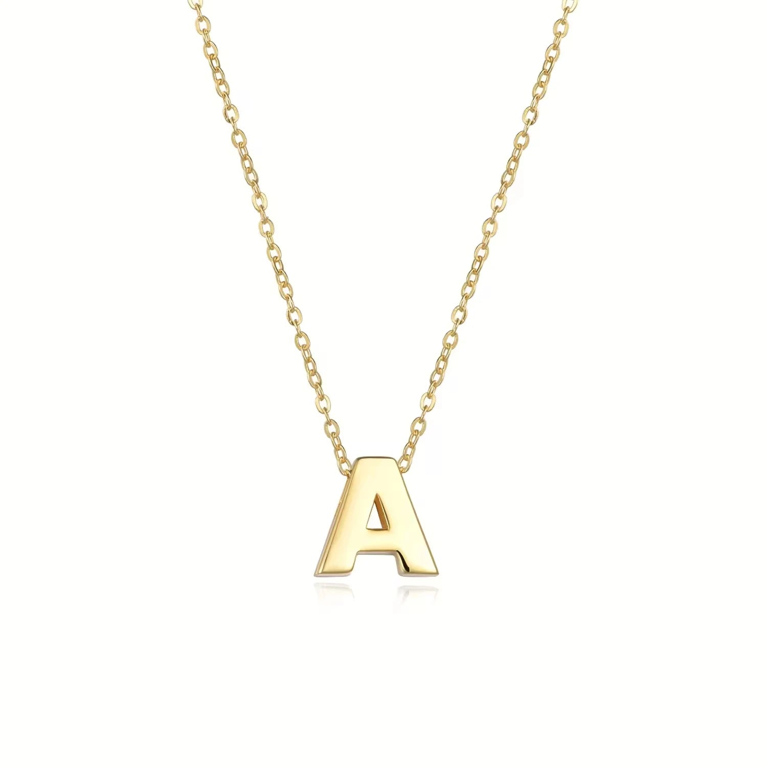 Fine Jewelry S925 Sterling Silver Gold Plated Initial a Letter Pendant Necklace