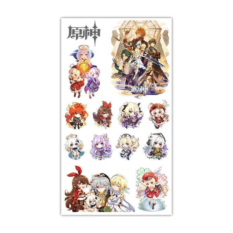 Anime Lolita Genshin Impact Tattoo Sticker Waterproof Temporary for Kids Face Tattoo Stickers