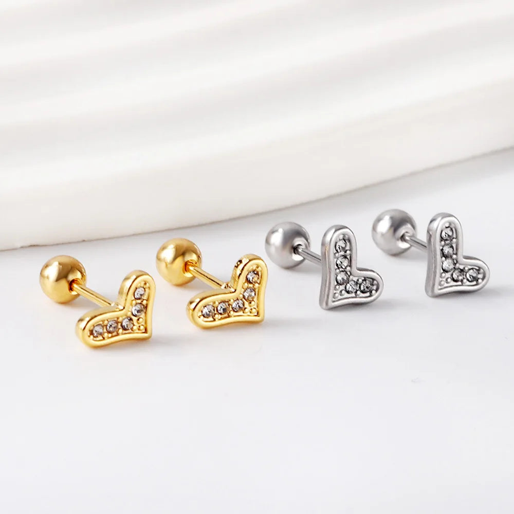 New Fashion Luxury Stainless Steel Hypoallergenic Non Tarnish Waterproof Stud Earrings Jewelry for Baby Girl