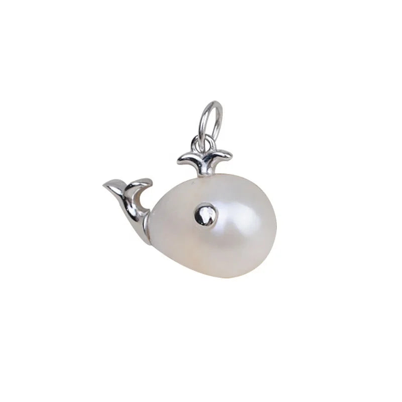 P825 10-13mm DIY Natural  Freshwater Pearl Charm Pendant Necklace Accessory 925 Sterling Silver Jewelry for Women Without Chain