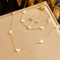 Simple Stainless Steel Chain Bracelet Necklace Earrings Fashion Gold Shell Heart Shaped Fashion Jewelry Set for Women