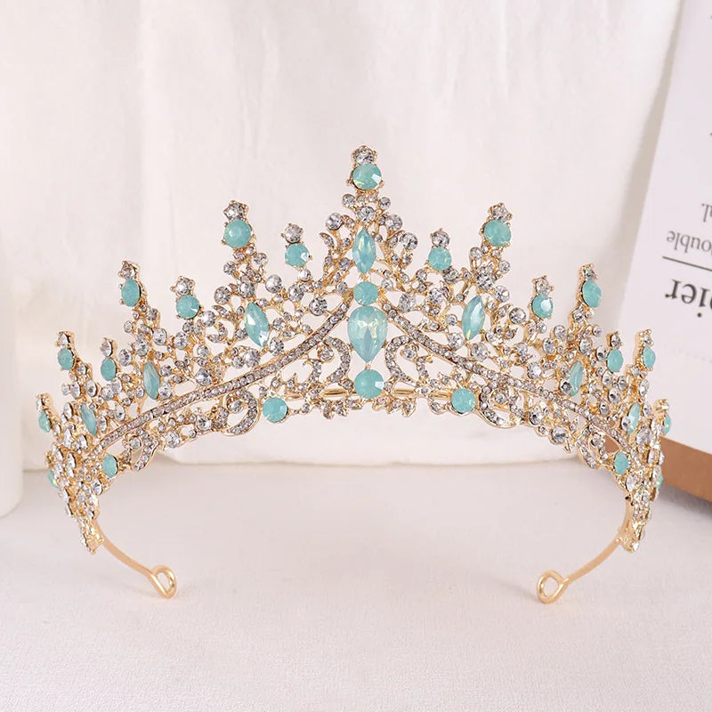 New Wedding Crown Headdress Bridal Opal Rhinestone Wedding Tiara Crown