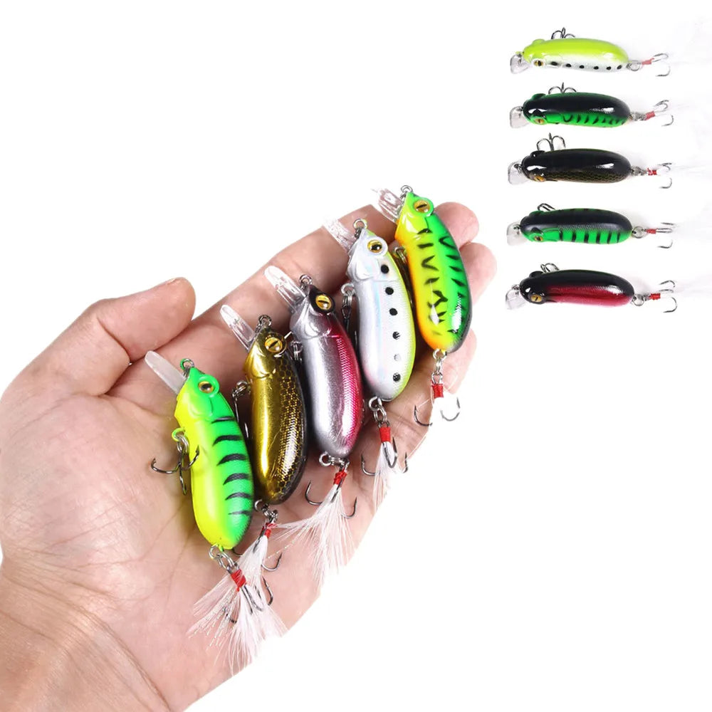 5pcs/set 6CM-10G Plastic Crank Bait Fishing Lure Artificial Swim Hard Bait