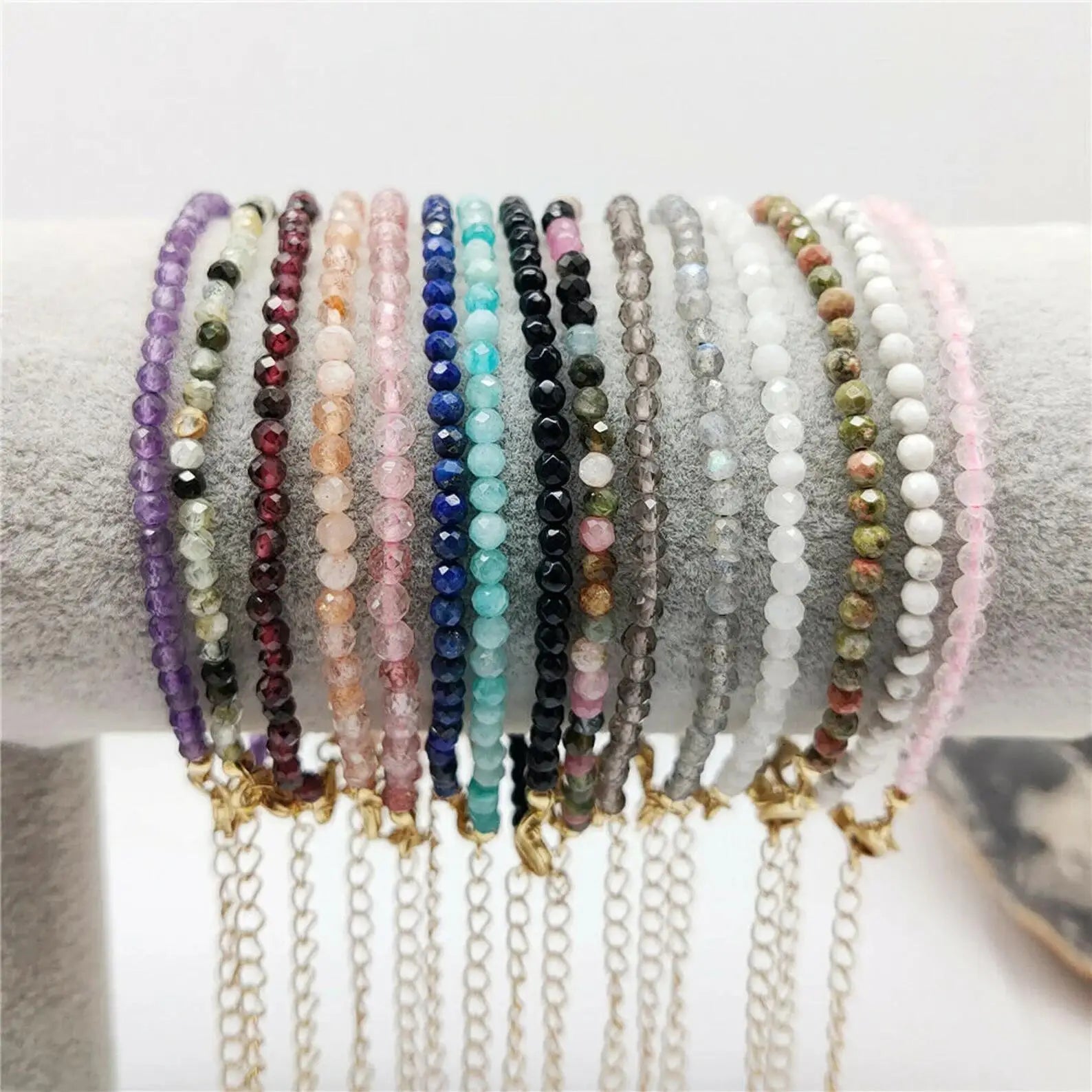 Customized Faceted Natural Stone 3MM-4MM Amethyst Bead Bracelet Cute Small Faceted Crystal Bracelet for Women and Girls