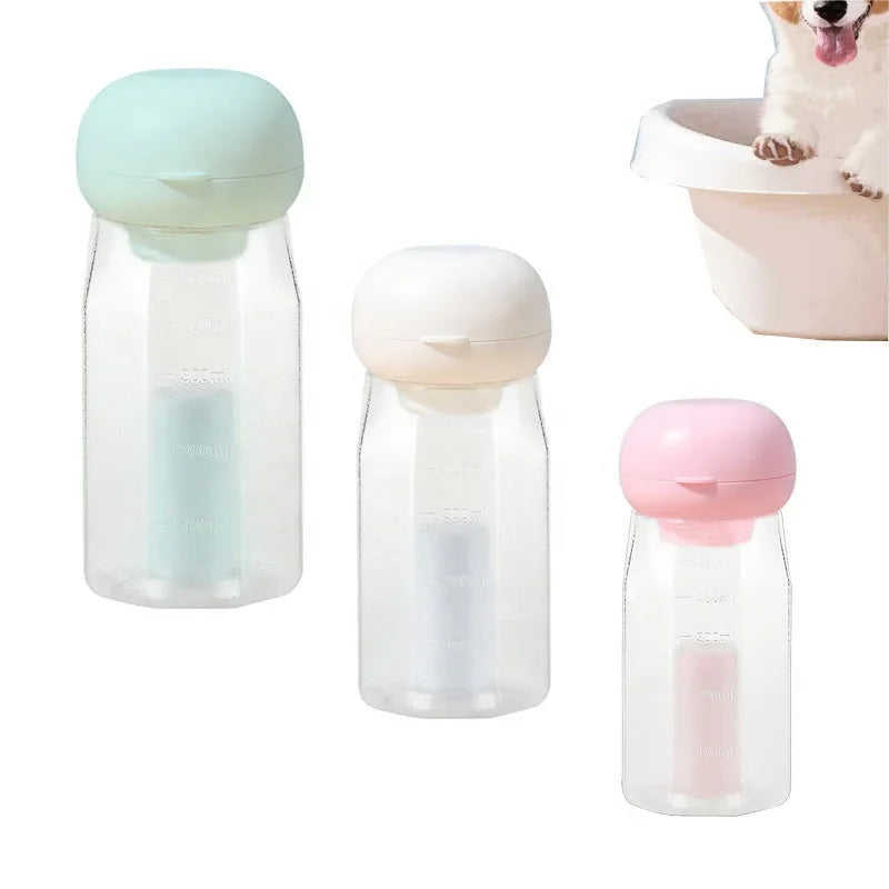Doe Pet 2 in 1 Portable Pet Water Dispenser With Poop Bag Holder for Puppy Cat Drinking 21oz Leak-Proof Plastic Dog Travel Water