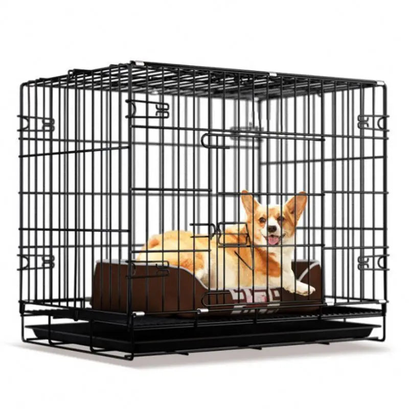 Home Cage for Pet Dog Double Door Folding Metal Dog Crates H0Qjw Folding Metal Dog Fence