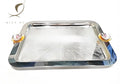 2026 New Arrived QIAN HU Hot Sale Luxury Eco-Friendly Shiny Polished Metal Rectangular Flat Serving Tray Home Hotel KTV SPA