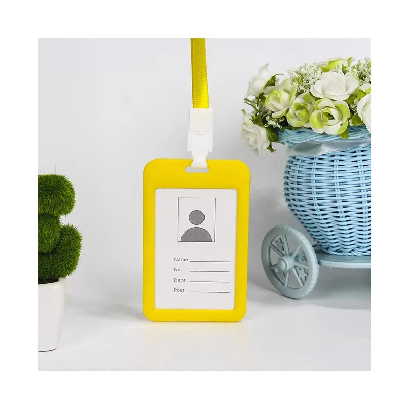 Promotional Vertical Design Blocking Double Sided Transparent Plastic School Pass Credit Card Exhibition Chest Name Tag Holder
