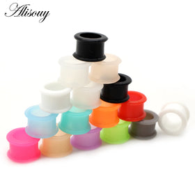 Alisouy 2 Pieces 3-25mm Silicone Ear Plugs and Tunnels Earlets Elasticity Expander Men Women Gauges Body Jewelry Piercing