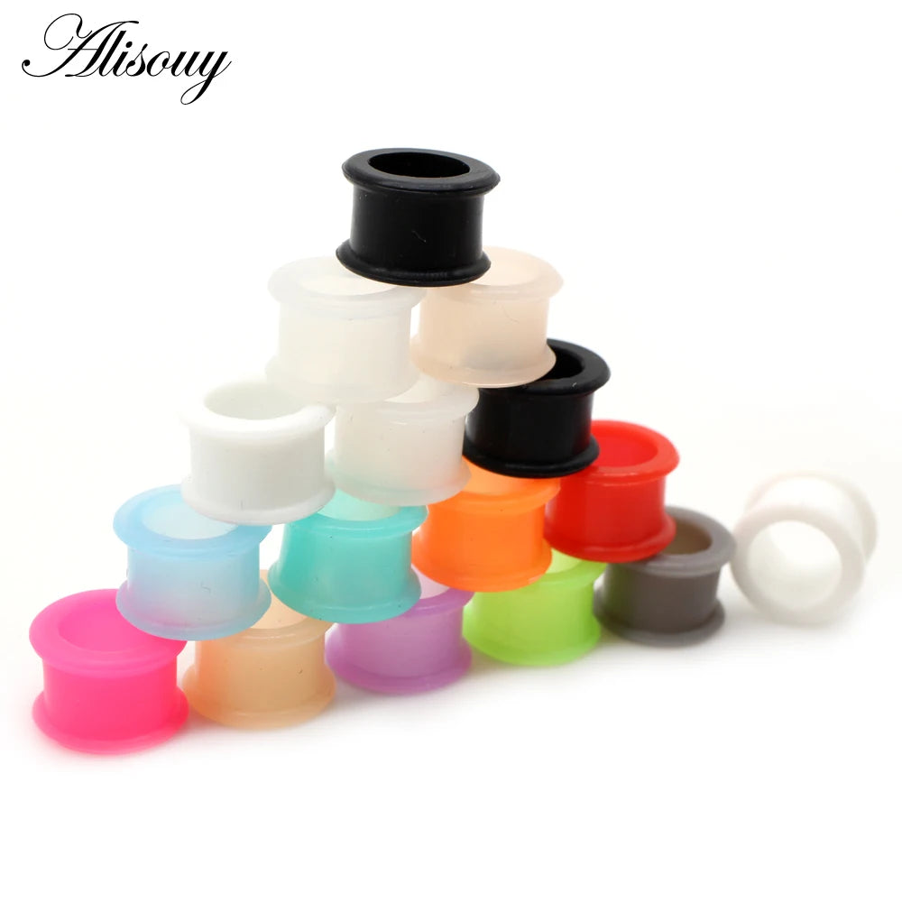 Alisouy 2 Pieces 3-25mm Silicone Ear Plugs and Tunnels Earlets Elasticity Expander Men Women Gauges Body Jewelry Piercing