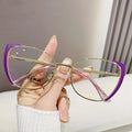 Custom Logo Luxury Metal Cat Eyes Computer Eyeglasses Frame Myopia Eyewear Ladies Anti Blue Light Glasses Frame