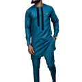 M-4XL Long Sleeved Top and Pants Two-piece Street Outfit African Ethnic Style Solid Color Simple Casual Men's Set