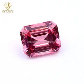 Junyuan Jewelry Sapphire Loose Stone pink Lab Grown Gems Emerald Cut Sakura Laboratory Grown Gemstone