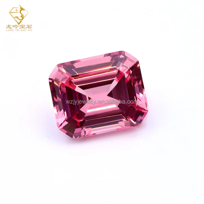 Junyuan Jewelry Sapphire Loose Stone pink Lab Grown Gems Emerald Cut Sakura Laboratory Grown Gemstone