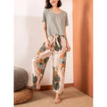 Free Sample Women's Silk-Polyester Woven Garment-Dyed V-Neck Short-Sleeved Knee-Length Pajama Sets Quick Dry Breathable Night