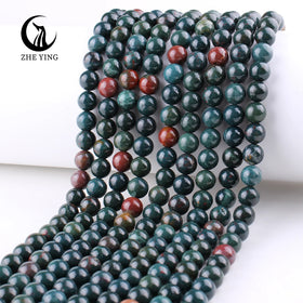 Zhe Ying 6/8/10mm Indian Blood Stone Beads Natural Stone Blood Stone Loose Beads