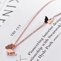 Frosted Butterfly Necklace for Women Girls Stainless Steel Rose Gold Plated Clavicle Chain Choker Butterfly Pendant Necklace