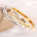 Personalized Gold-Plated Stainless Steel Bracelet with Full-Zircon High-Grade Fashion Bangles for Women