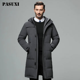 PASUXI Custom Designed Men's Winter Jacket Long Woolen Cotton Outerwear with Hood Zip-up down Jacket New Condition