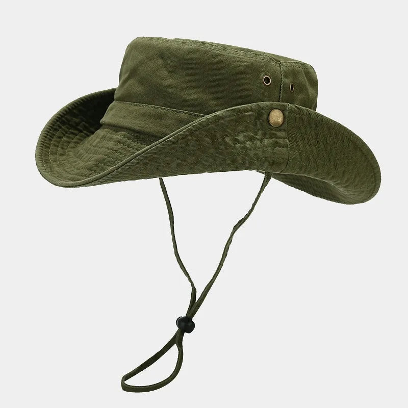 Customizable Outdoor Unisex Summer Bucket Hat Wide Brim Folding Fisherman Cowboy Style for Daily Use Fishing Men's Women's
