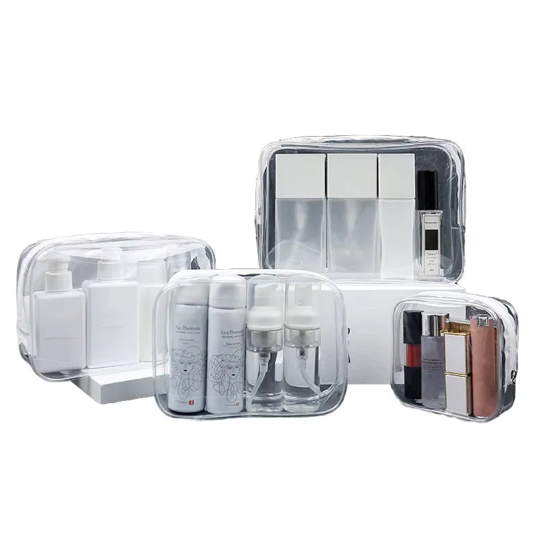 2025 Transparent Makeup Storage Zipper Bag PVC Waterproof Wet/Dry Separation Toiletry Cosmetic Bag for Travel (Small Size)