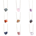 Stainless Steel Gold Natural Stone Pendant Necklace for Women Irregular Crystal Gemstone Pendant Necklace