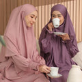 Latest Islamic Prayer Butterfly Abaya and Khimar Set Ramadan Wrinkle Polyester One Layer Khimar Abaya 2 Piece